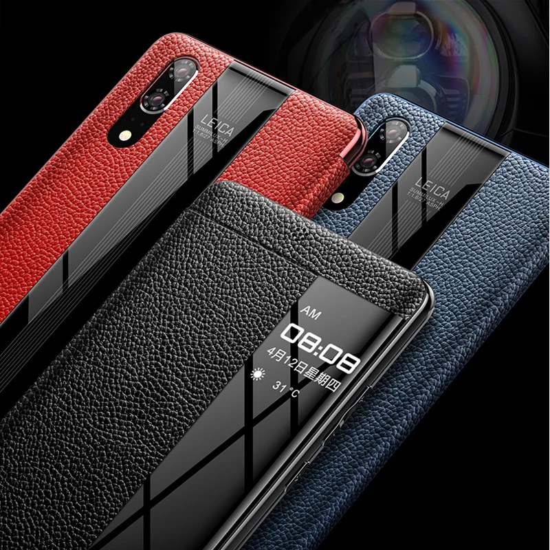 Роскошный чехол из натуральной кожи для huawei P20 Pro Чехол P20 кожаный умный флип-чехол для huawei P 20 Pro Защитная крышка