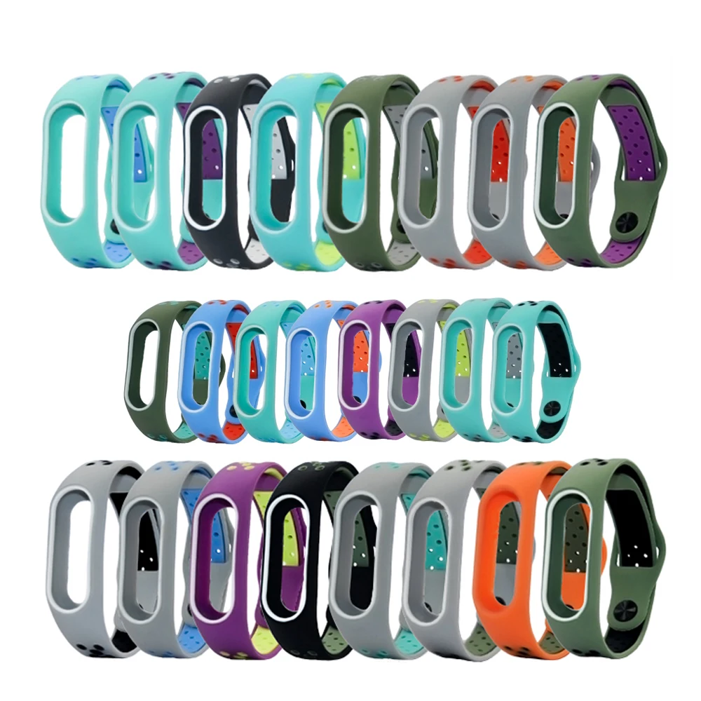 Ремешок mi band 2 для Xiaomi mi, 2 ремешка, силиконовый спортивный браслет, цветной пористый дышащий сменный ремешок для часов