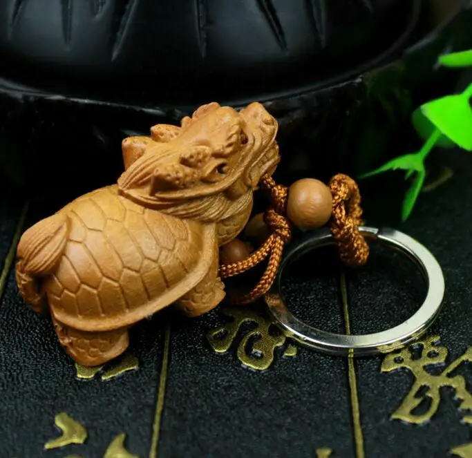 Деревянная 3D резная китайская скульптура богатства подвеска брелок|Статуи и