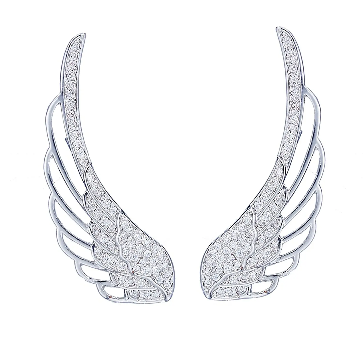 Chicinside Angel Wings Уха Манжеты Пен CZ Кристалл Крюк Серьги Серебряные Тона|angel wing ear cuff|wing
