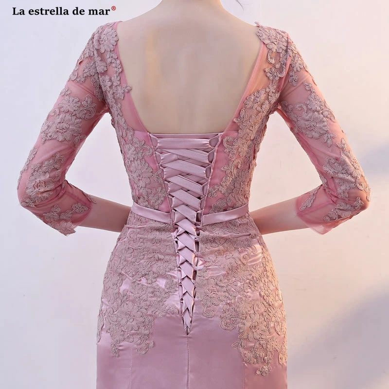 Vestido madrinha2019 Новое Кружевное Сексуальное розовое платье подружки невесты с длинными рукавами с русалочкой, длинное sukienka druhna pretty brautjungfernkl