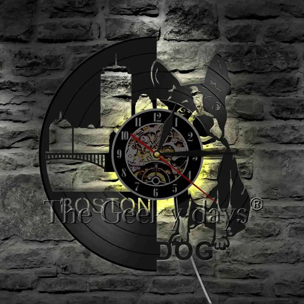 Настенные часы Boston Dog милые виниловые настенные с изображением щенка 3D