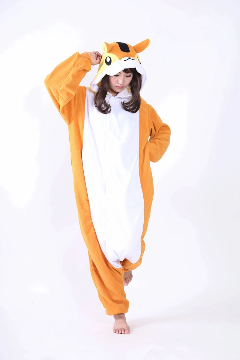 Женские зимние теплые пижамы кигуруми с изображением животных из чипмунка и