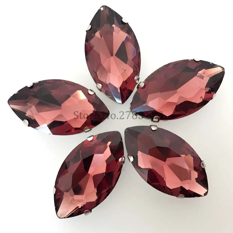 

Free shipping horse eye shape wine red Glass Crystal Sew On Rhinestones with Silver claw Claw Setting For Dresse