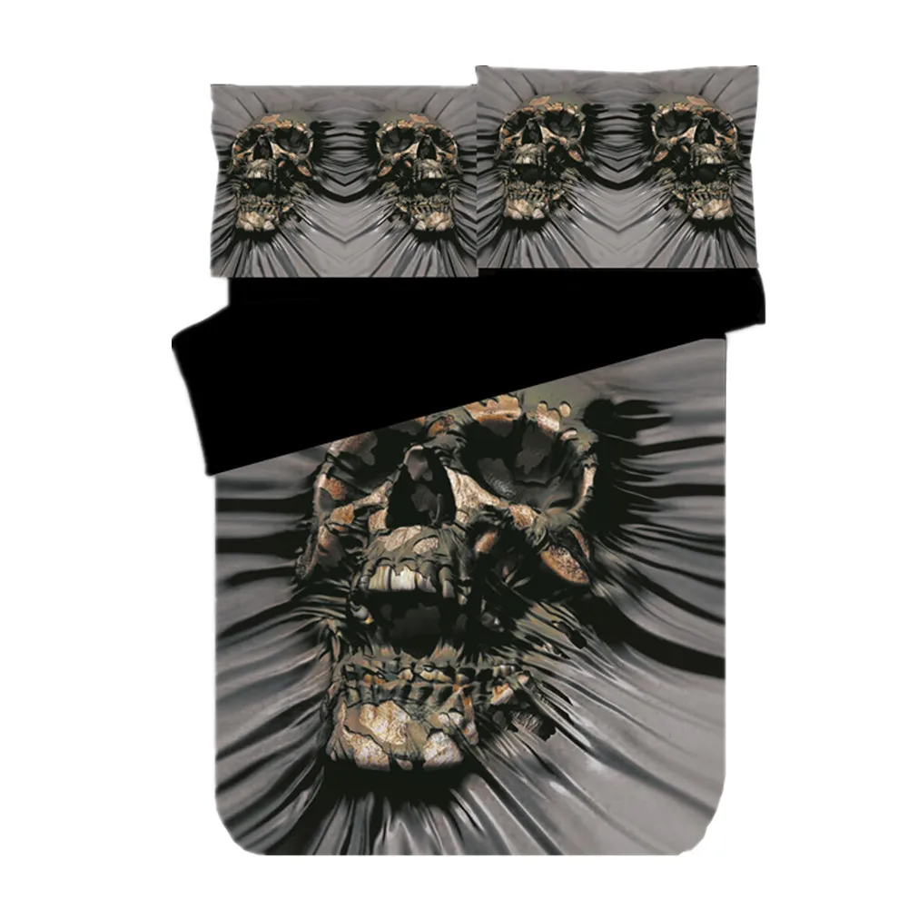 Новое поступление 3D Ужасный Череп Скелет Черная голова смерти дизайн Твин Король