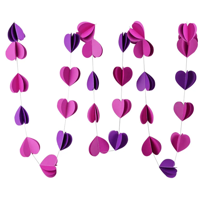 Heart2 3 м красочные 3D круглой формы в форме сердца Бумага гирлянды Рождество Свадебная вечеринка баннер, висящий Бумага гирлянда украшения комнаты - Цвет: Heart2