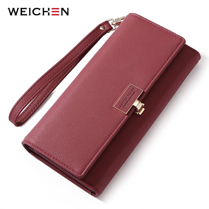 

WEICHEN New Designer Wristband Clutch Wallet Women Many Departments Card Cell Phone Wallets Female Fashion Ladies Purse Handbag