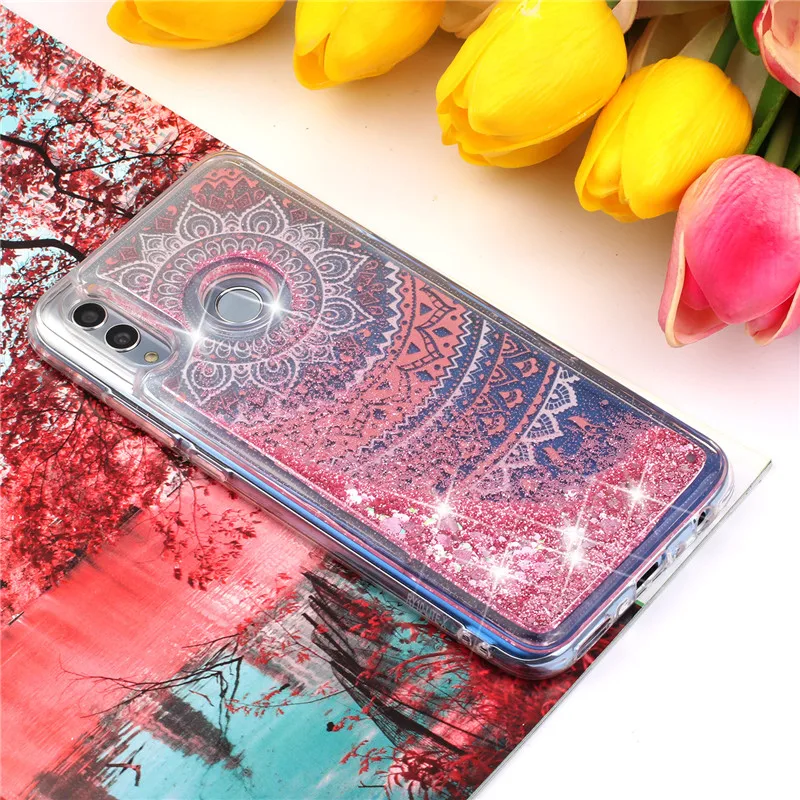 Для huawei Honor 8X 8C зыбучие пески Чехол Мягкий силиконовый чехол милое дерево милый розовый чехол для Honor 8X 8C Модный Блестящий кожаный чехол