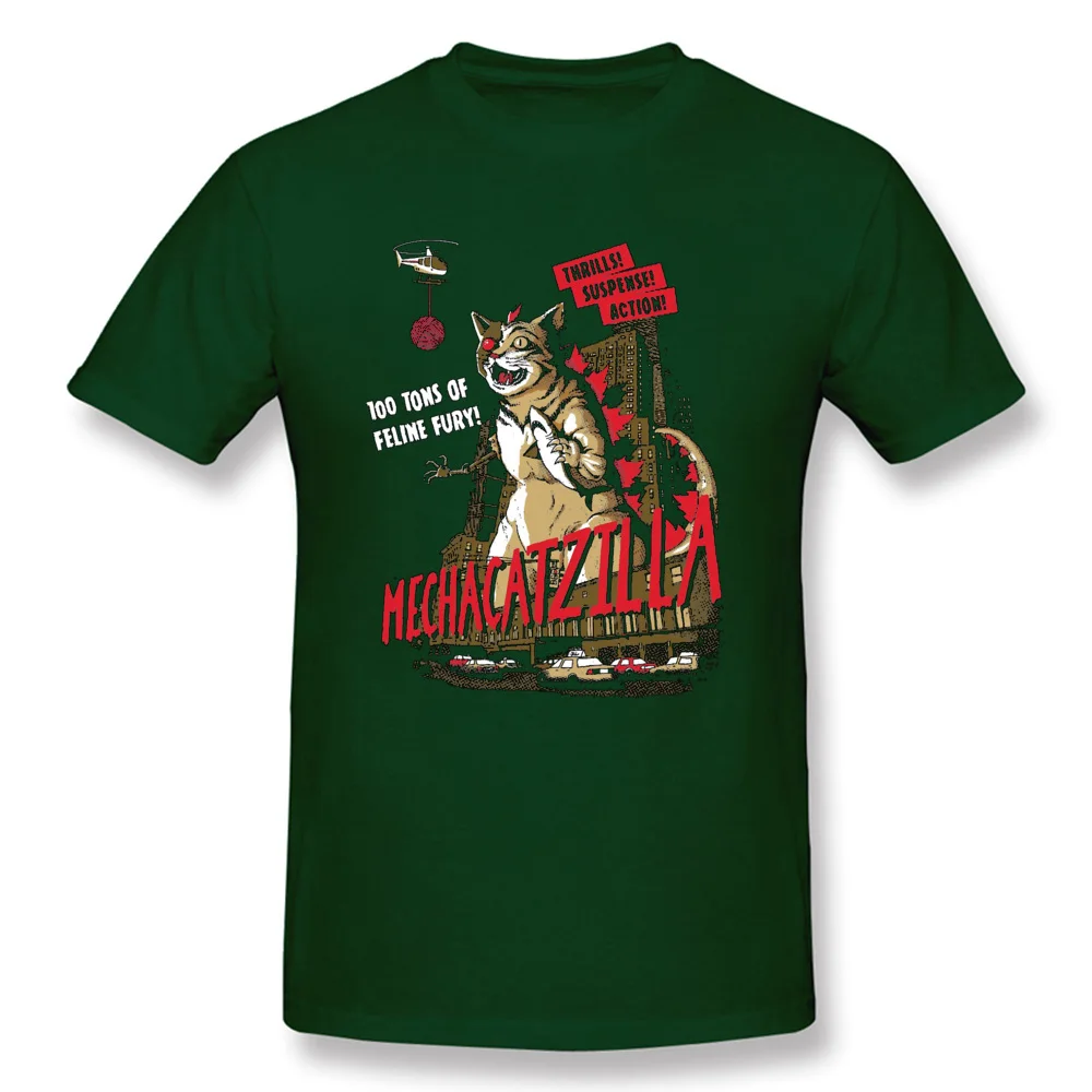 Mecha Catzilla Monster сатана демон кошка психоделик-рубашка забавный Японский комикс Графический футболки 3D печать чужих вещей мужчин - Цвет: Dark Green