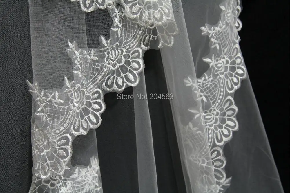 One-Layer White or Ivory Long Lace Wedding Bridal Veils Tulle Veil for Bride without Comb | Свадьбы и торжества