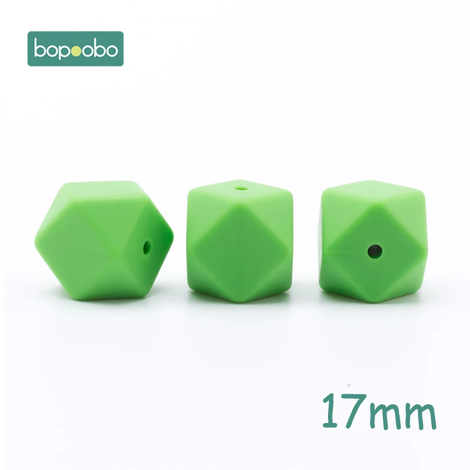 17mm Summer Green Bopoobo 5 шт. 14 мм Силиконовые шестигранные шарики силиконовые Детские Прорезыватели 17 мм силиконовые бусины для ожерелья безопасные игрушки силиконовые крошечные стержни - Цвет: 17mm Summer Green