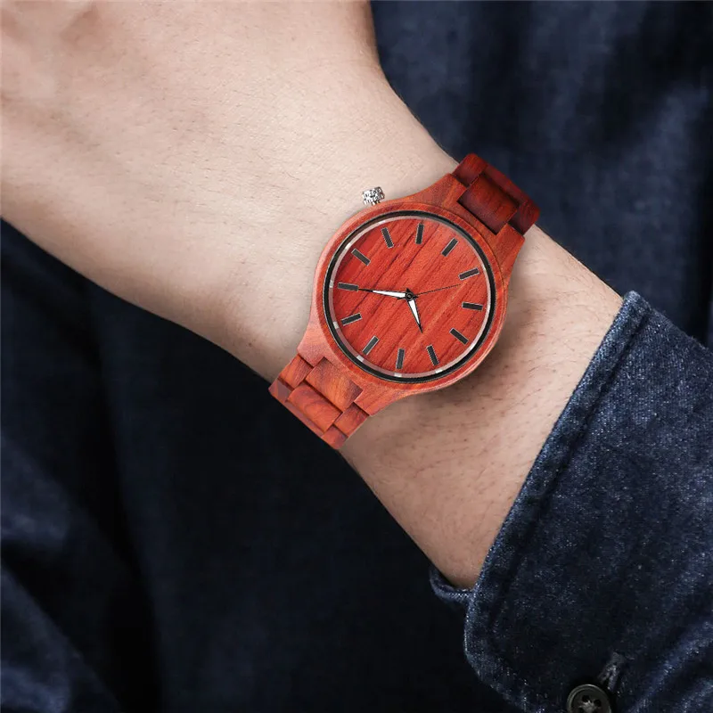 

YISUYA Fashion Red Sandalwood Wooden Watches Analog Quartz Sport Wood Watch for Men Creative Wristwatch relogio masculino