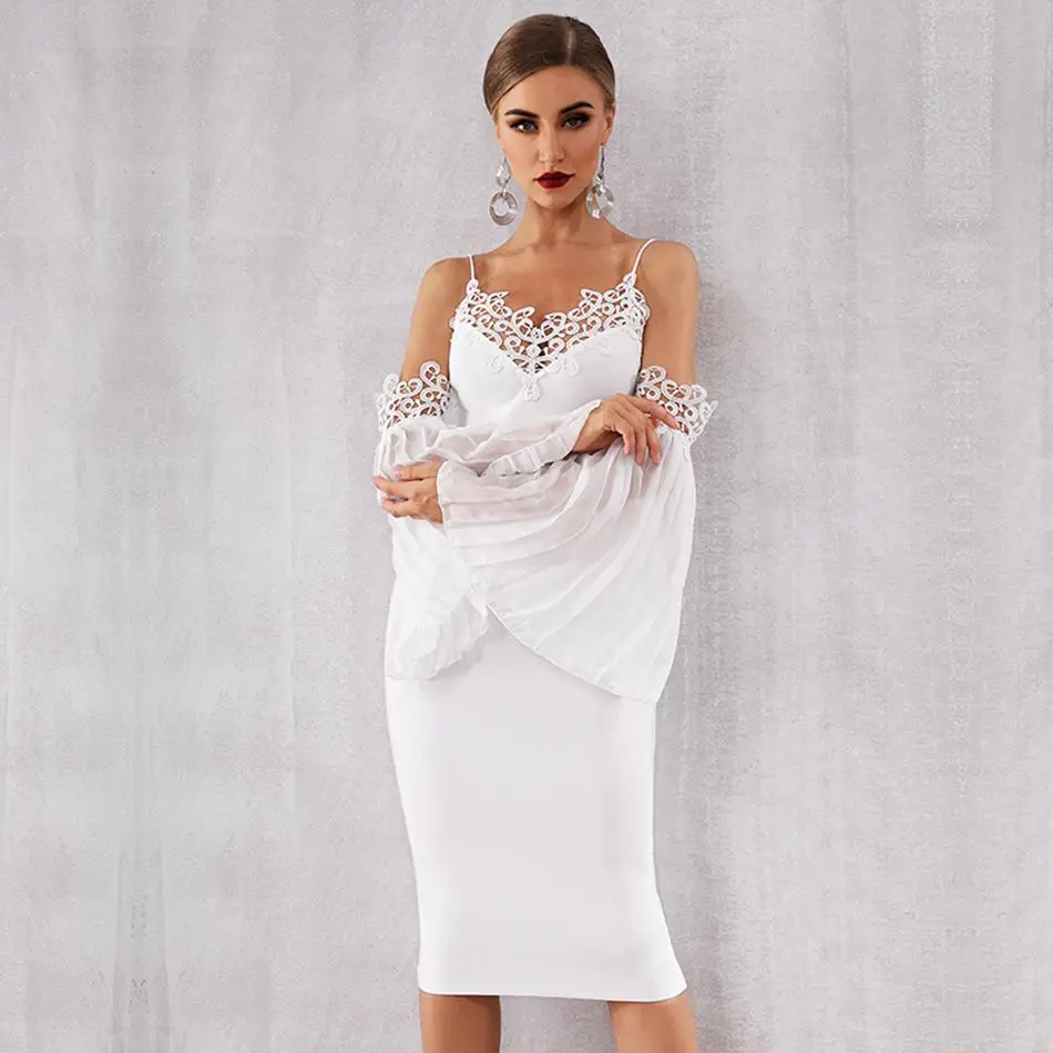 Новинка летнее женское платье белое сексуальное кружевное с открытыми плечами и