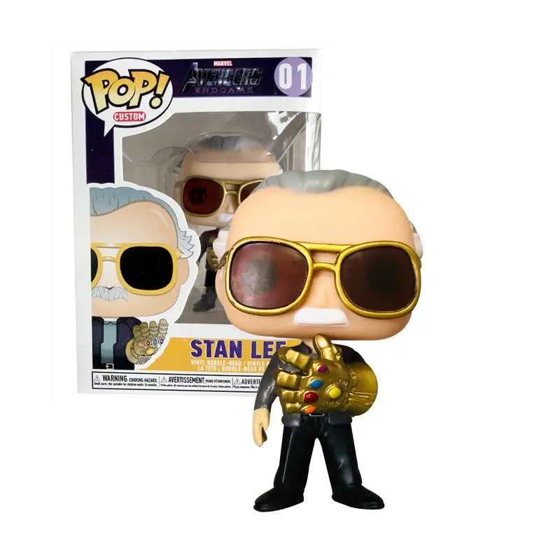with box FUNKO поп Marvel Мстители: эндшпиль Стэн Ли и QUAKE с Бесконечность Gauntlet фигурку модель игрушки для детей подарок - Цвет: with box