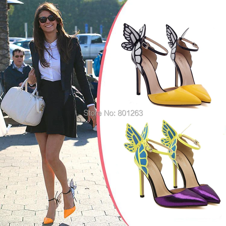 free shipping new 2015 Occident style women butterfly wings pumps sandals ladies fashion pointed toe summer shoes high heels | Обувь