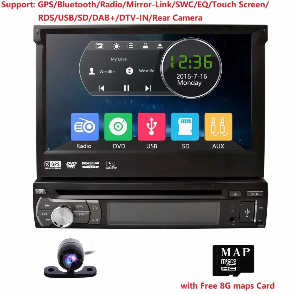 1din 7''radio dvd плеер автомобиля gps навигационная лента рекордер авто радио