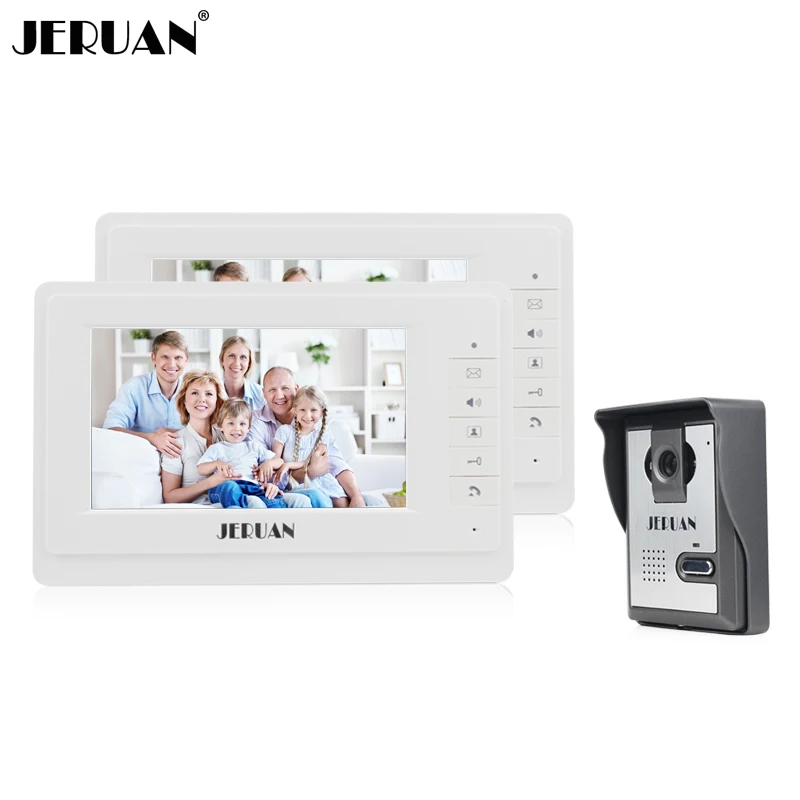JERUAN 7 inch video door phone intercom system 2 monitor 1 camera doorphone Speaker hands free shipping|door lock|door blankphone i900 |