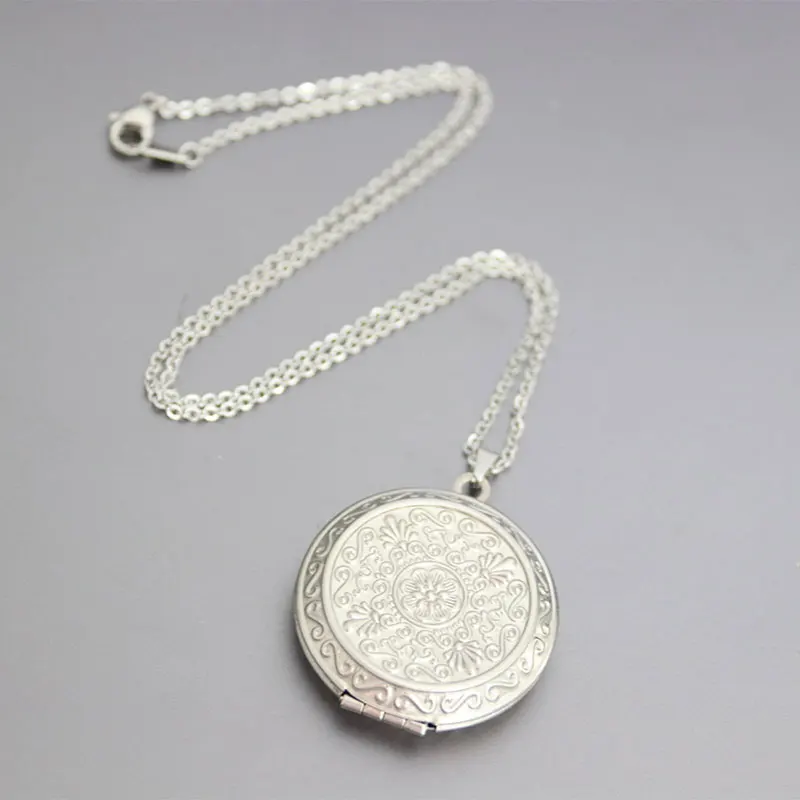 1pc Big Round Daisy Photo Frame Pendant Necklace Stainless Steel Charms Locket Necklaces Women Men Memorial Jewelry | Украшения и