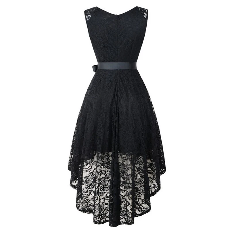 ROSEGAL Plus Size High Low Vintage Sleeveless Hem Belted Lace Party Dress Women Waist Solid Maxi 5XL Ladies Vestidos | Женская одежда