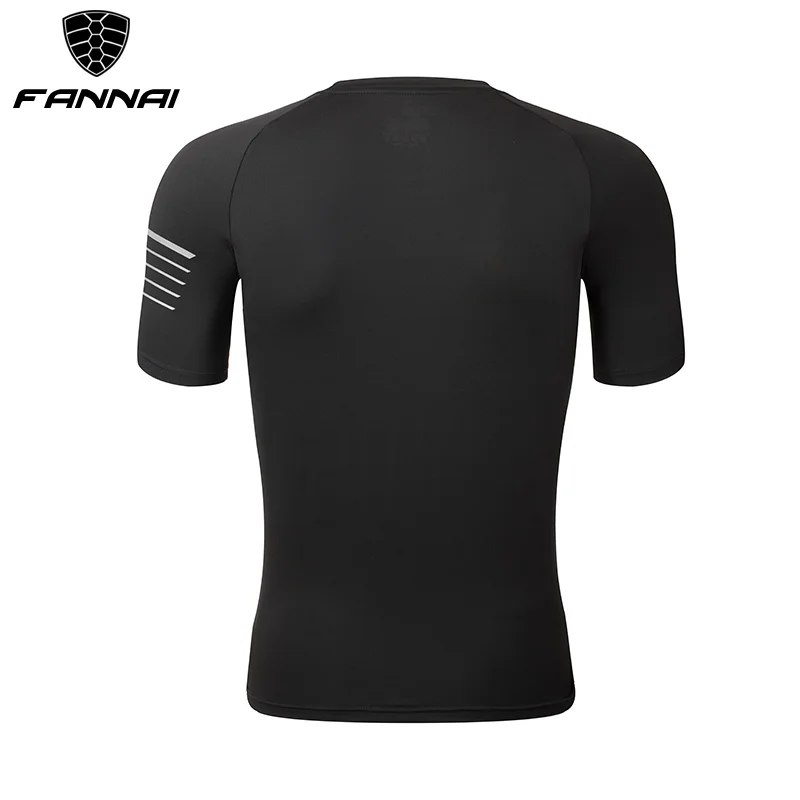 FANNAI Running Shirt Black Polyester Quick Dry Reflective Short Sleeve High Quality Top Gym Shirt Training Bodybuilding FN039