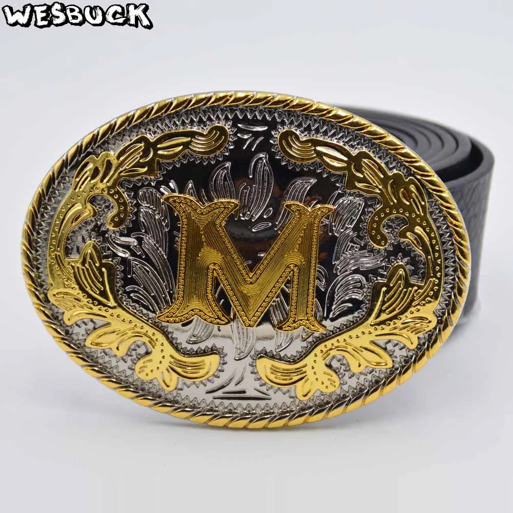 5 шт. MOQ WesBuck брендовая овальная 3D кружевная Золотая M Начальная буква ковбойская
