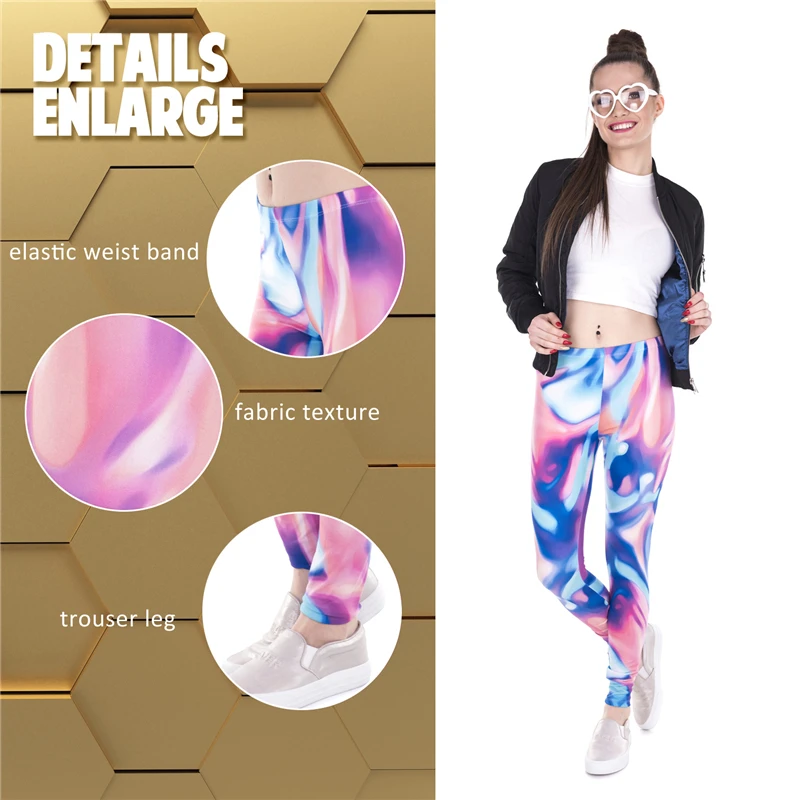 

New Holographic Blue Print Women Leggings Fitness Breathable Perspiration Quick Drying Leggins High Elasticity Trouser Pants