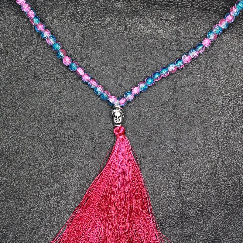 Bohemian Boho Popcorn Glass Beads Necklace Collares Collier Colar Jewelry Maxi Joyeria Long Tassel Buddha Charm women necklace | Украшения