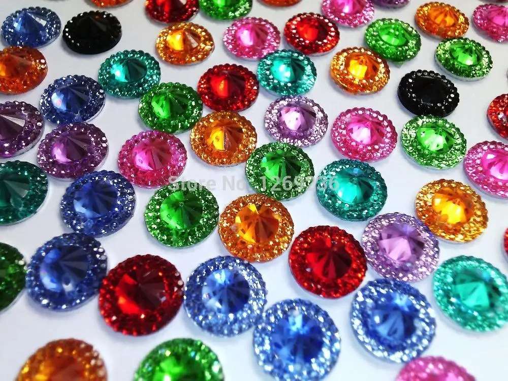 Разноцветные ослепительные круглые стразы из смолы 12 мм аксессуары для шитья 200
