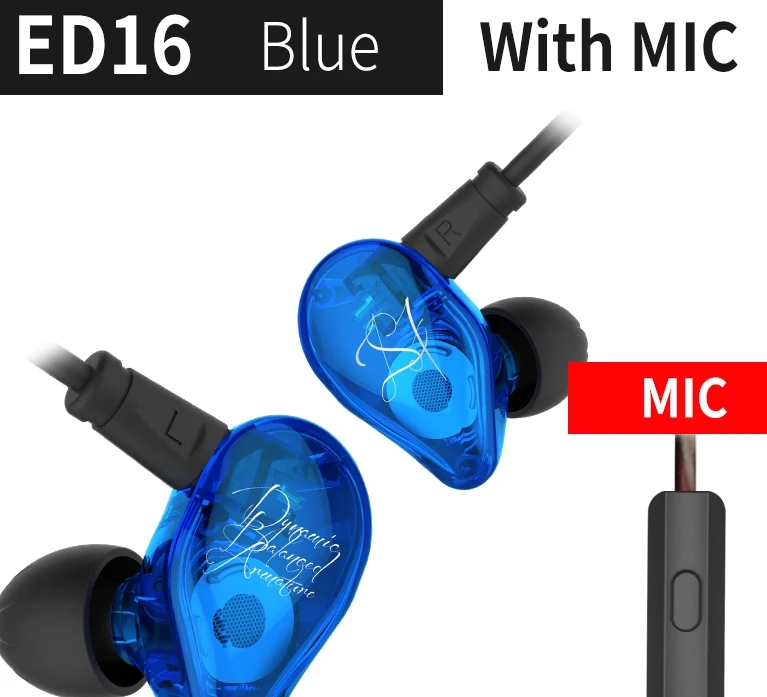 blue with mic Плотным верхним ворсом KZ ED16 наушники 2BA+ 1DD арматура и динамическая гибридная гарнитура наушники HiFi с функцией превосходной передачи басов спортивные наушники с 2 контактный кабель KZ ZS10 BA10 - Цвет: blue with mic