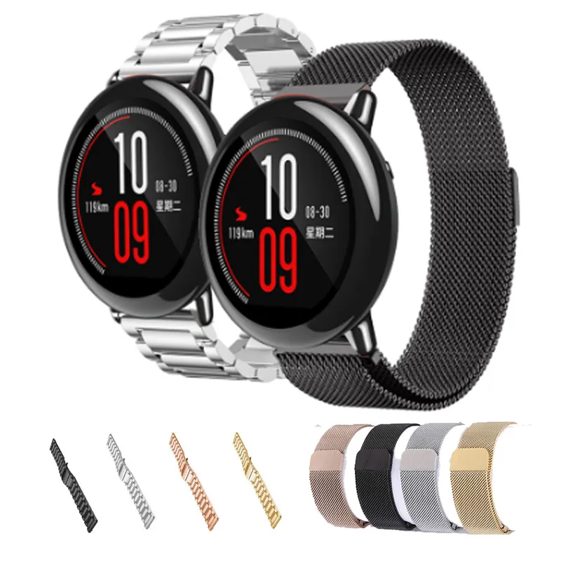 22 мм металлический ремешок для Xiaomi Huami Amazfit Pace браслет Миланская петля магнитный