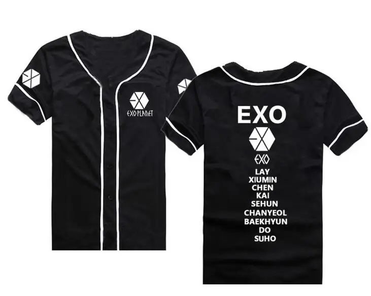 Новое поступление EXO планета все имя члена печать Бейсбол футболка для лета экзо L однобортный с коротким рукавом Футболка - Цвет: 2