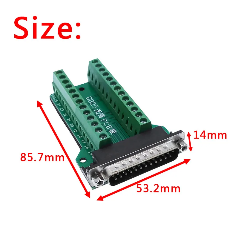 DB25 25pin Адаптер RS232 последовательные сигналы терминальный модуль интерфейс конвертер к терминалу DB25 разъем Мужской Женский D sub