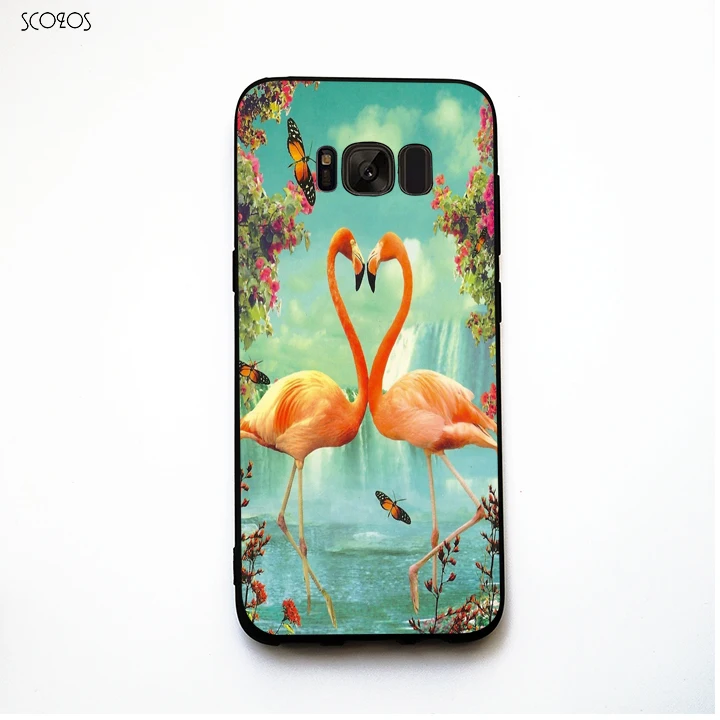 SCOZOS Винтаж сердце Фламинго мягкий чехол для телефона Samsung Galaxy S6 S7 край S8 плюс J5 J7 A3