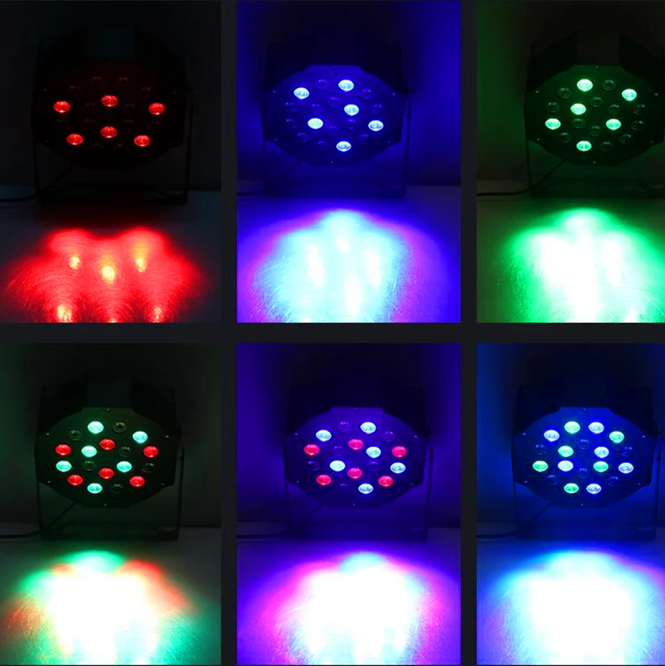 4 шт./светодиодный плоский сценический светильник Par 3 в 1 rgb 18 светодиодов Вт RGB