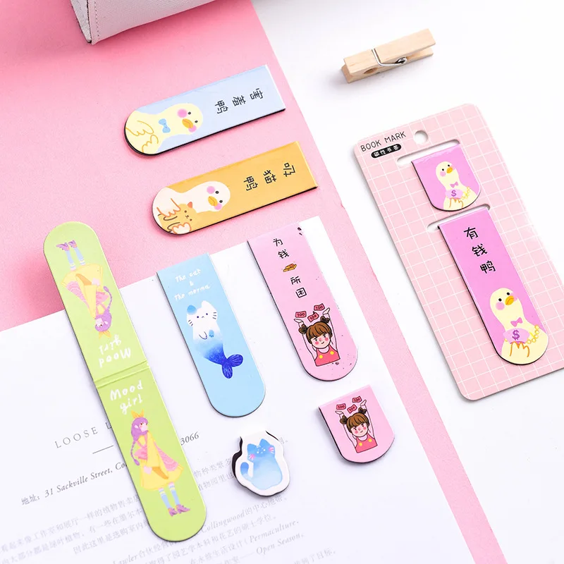 Милый мультфильм магнитная закладка магнит Студенческая этикетка Мини Книга