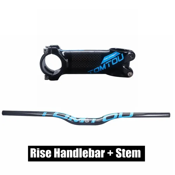 Blue Rise Set TOMTOU глянцевый 3K Углеродное волокно велосипед MTB комплекты для руля плоский стояк руля 31,8 мм для частей горного велосипеда-TS6T03 - Цвет: Blue Rise Set