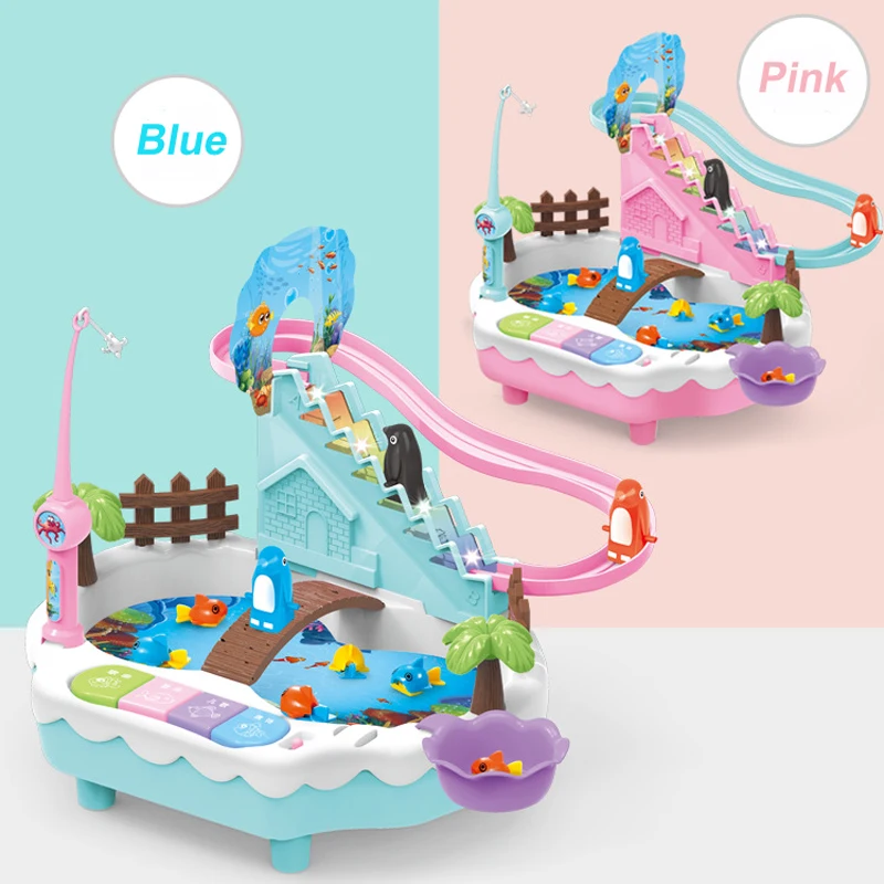 Cartoon Musical Fishing toys Penguin slide platform Parent-child Interactive Game toy Gift for children Summer water | Игрушки и хобби