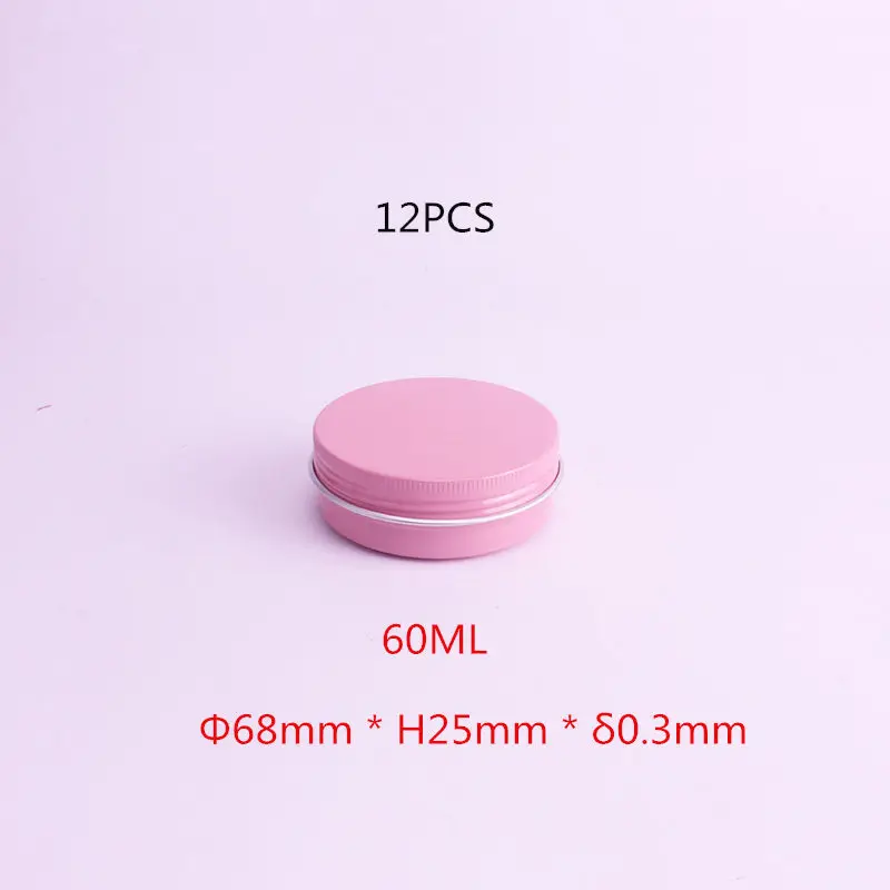 12PCS 60ML 12 шт. круглая консервная банка баночки коробка алюминиевый органайзер для макияжа Розовая Подарочная коробка герметичная Упаковка Ювелирные изделия чайные конфеты воск бальзам контейнер для хранения - Цвет: 12PCS 60ML