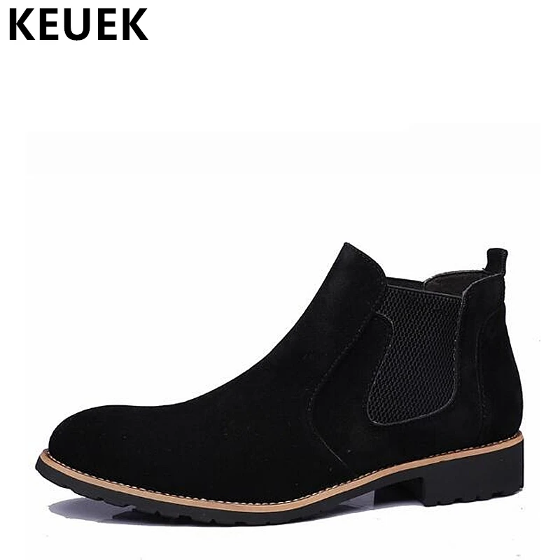 

Luxury fashion Men Desert Boots Genuine leather outdoor Western Desert Boots British style Slip-On male shoes 033