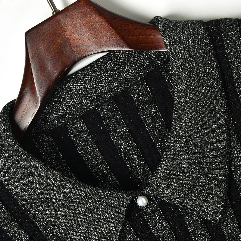 2019 Весна Длинный свитер платье женское шикарное корейское Питер Пэн воротник с