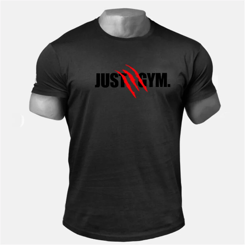 Новая летняя мужская для спортзала Футболка Slim fit Фитнес рубашка для бодибилдинга мужская хлопковая Спортивная, с коротким рукавом спортивная футболка Топы - Цвет: Черный