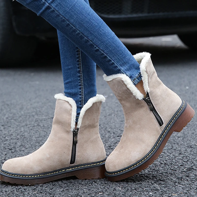 

EISWELT Women Fashion Boots Autumn Winter Thick with Short Plush Boots Female Warm Snow Boots Side Zipper Casual Women Shoes