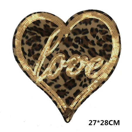 LOVE Леопардовый принт блестки любовь, корона с жемчугом для одежды Пришивные патч DIY мотив аппликация справиться с одеждой - Цвет: LOVE