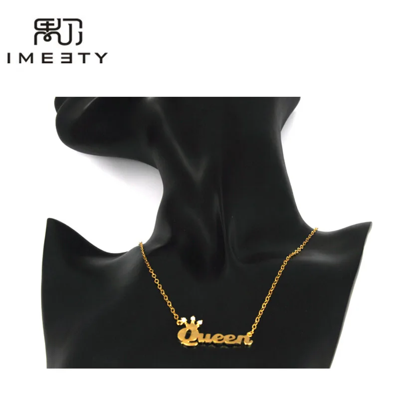 Ожерелье IMEETY с короной и именем ребенка ожерелья цирконами камнями ручной работы