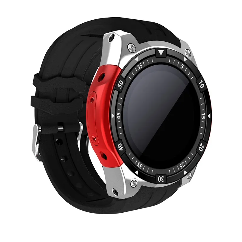 silver red Смарт-часы GOLDENSPIKE x100, 1,3 дюймов, MTK6580, Android 5,1, 3g, 4 Гб, Смарт-часы, 450 мА/ч, 2,0 мегапикселей, монитор сердечного ритма, умные часы - Цвет: silver red