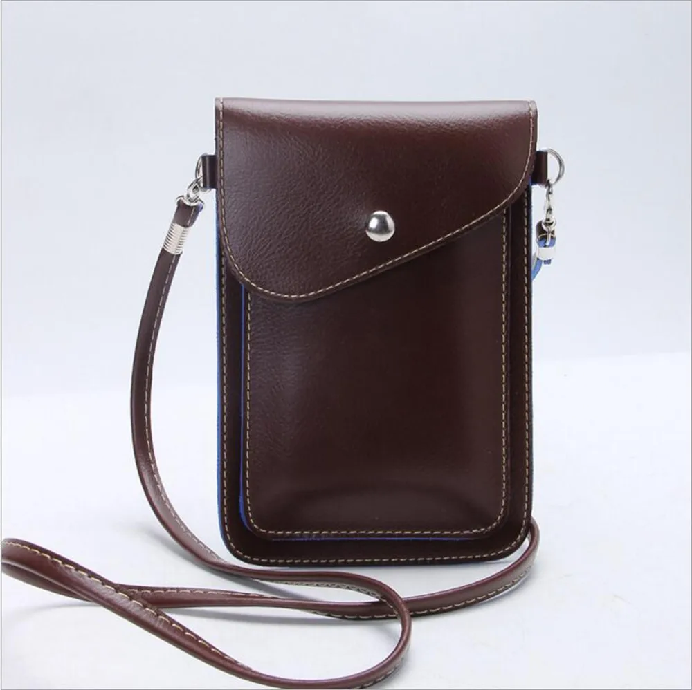 

PU Leather Phone Bag Shoulder Pocket Wallet Pouch Case Neck Strap For Samsung S4 S5 For iPhone 5 5S 6 7 Plus