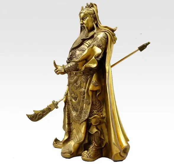Китайский чистый латунный Бронзовый Дракон Гуань Гонг воин|Статуи и скульптуры| |