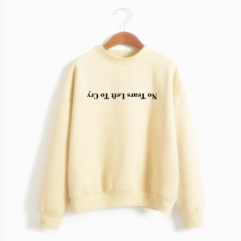 Women Print Harajuku God Is A Woman Sweatshirts Pullover Cewneck Warm Tops Ariana Grande Sweatshirt No Tears Left To Cry Hoodie