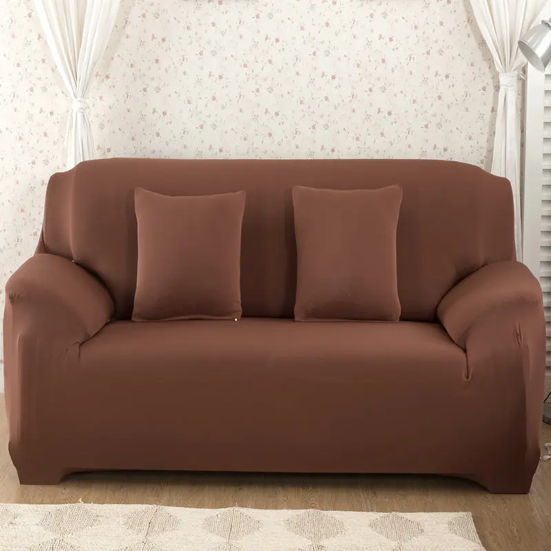 Light Brown Эластичный чехол на диван однотонный диван крышка с клетчатым принтом стрейч секционные Чехлы Диван Крышка Lshape 1/2/3/4-Seater - Цвет: Light Brown