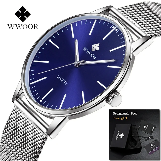 blue WWOOR Relogio Masculino мужские часы Топ бренд класса люкс полностью золотые мужские часы из нержавеющей стали мужские наручные часы Zegarki Meskie - Цвет: blue